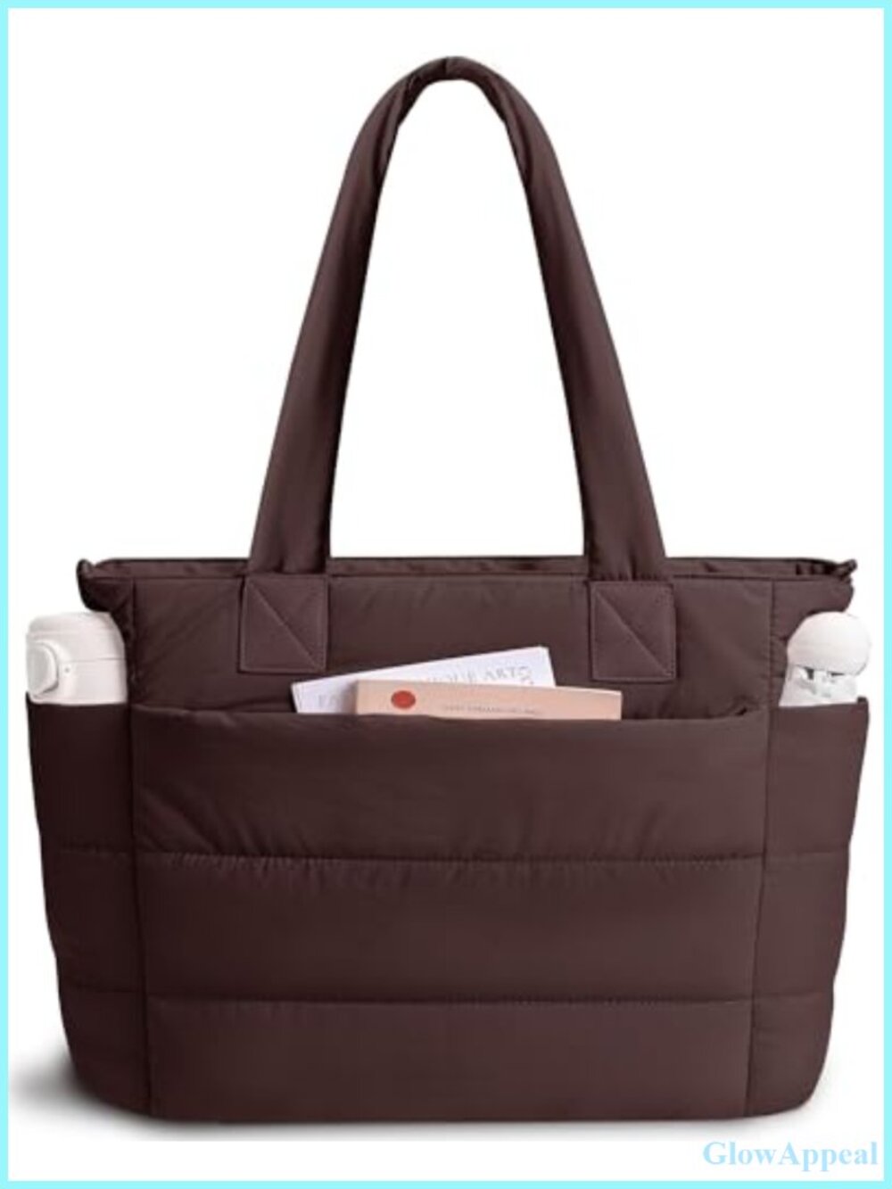 Quilted Puffer Tote Bag Lightweight Work Travel Handbag Multiple Pockets